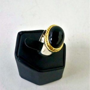 David Yurman ring size 7.5, Sterling silver and 18K gold, Black Onyx